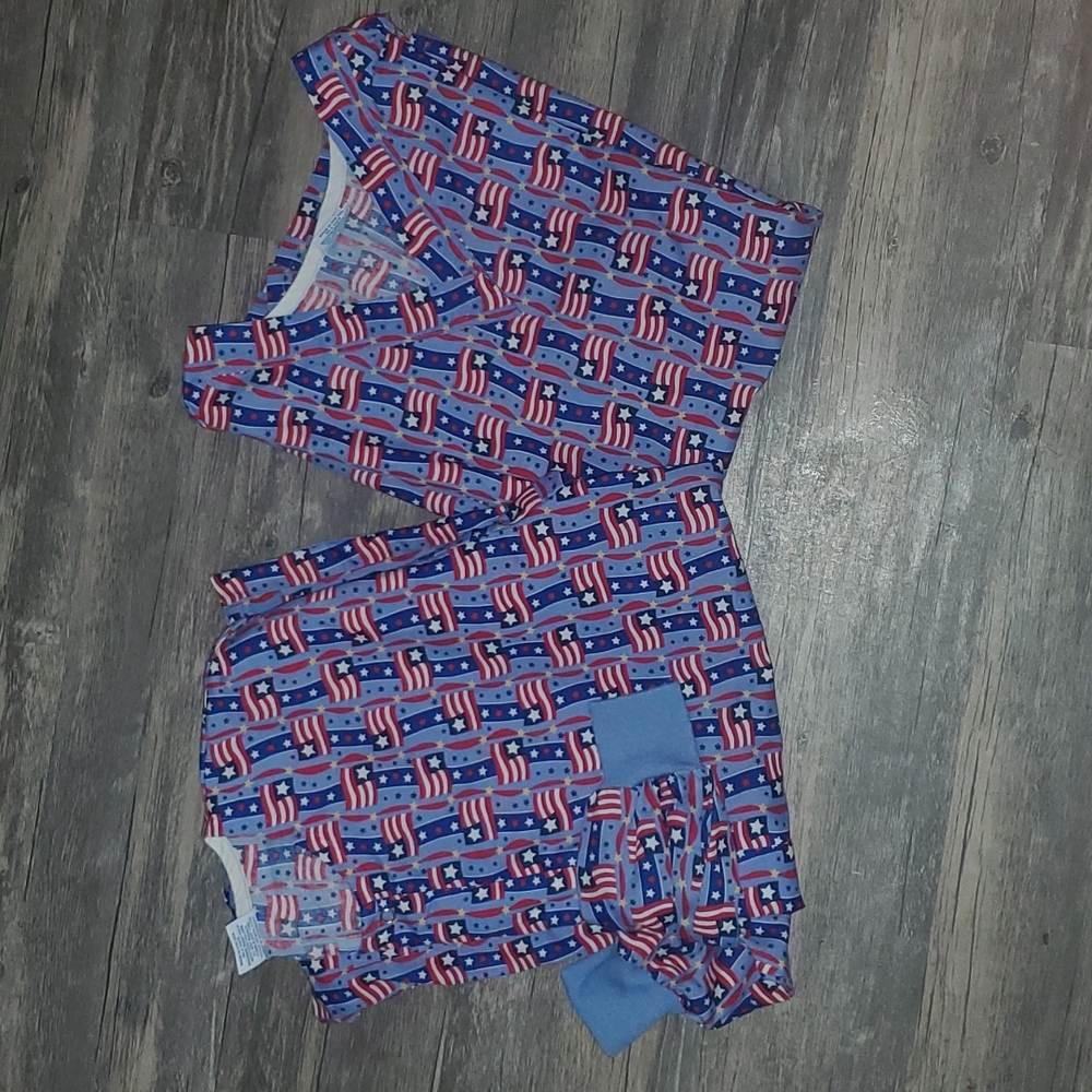 Tafford Patriotic Scrub Top And Matching Scrub Jacket Size Small made in the USA